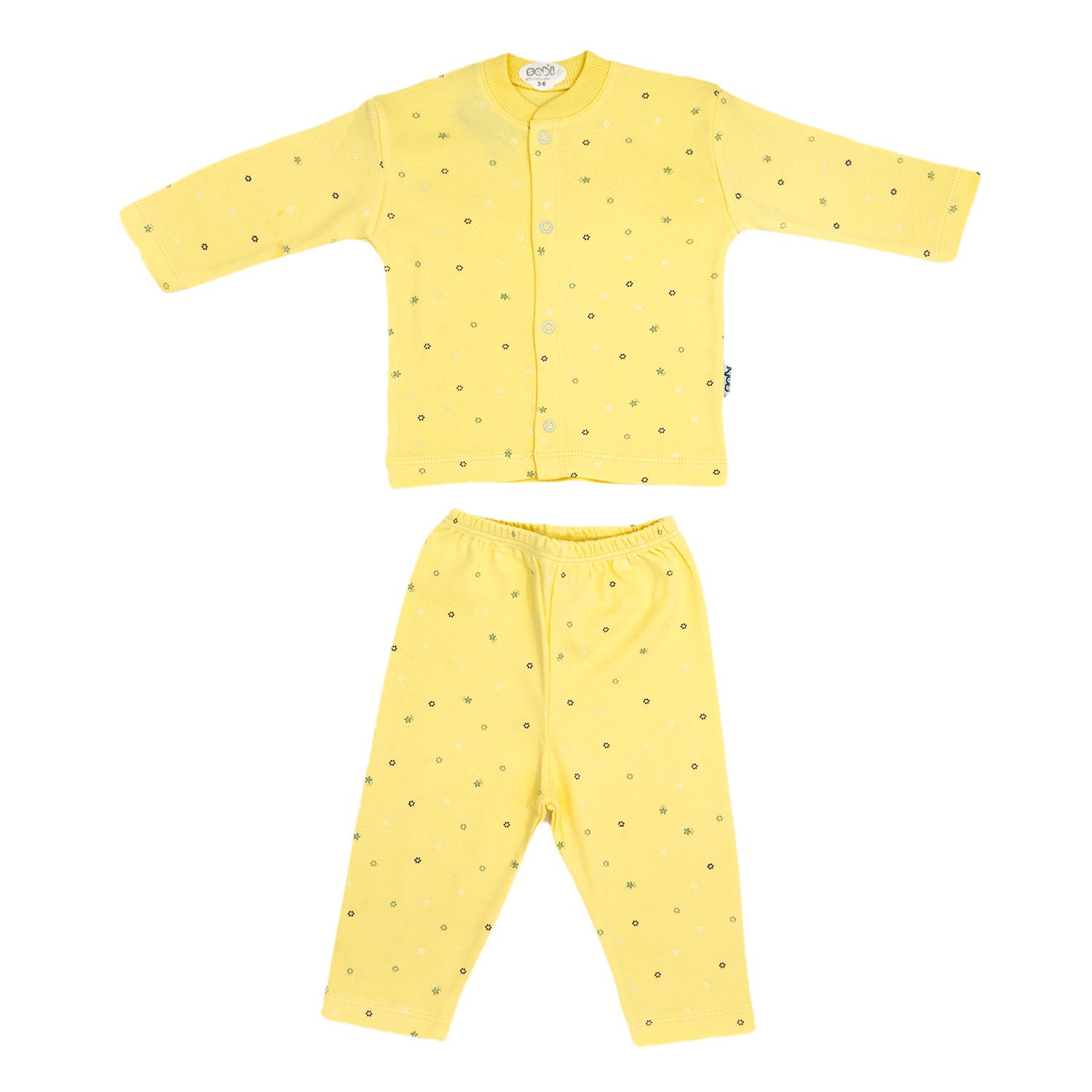 Sebi Bebe Çiçek Desenli Pijama Takımı 2553 Sarı