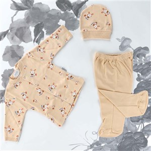 Sebi Bebe Tavşan Desenli Pijama Takımı 2266 Kahverengi