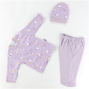 Sebi Bebe Ayılı Kız Desenli Pijama Takımı 2265 Lila