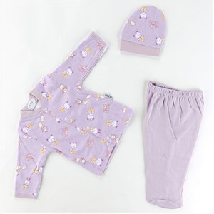 Sebi Bebe Ayılı Kız Desenli Pijama Takımı 2265 Lila