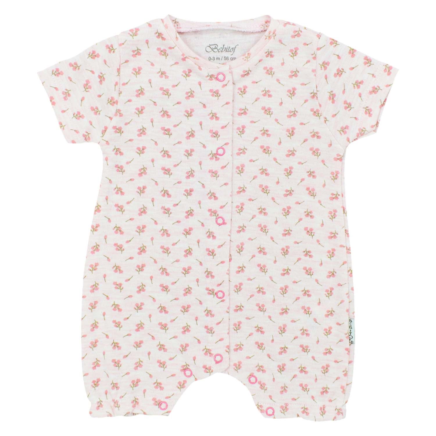 Bebitof Çiçek Desenli Bebek Tulumu 70202 Pembe