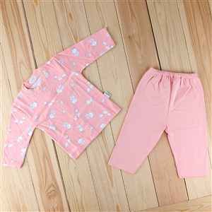 Sebi Bebe Ayılı Kız Baskılı Bebek Pijama Takımı 2329 Somon