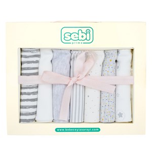 Sebi Bebe Müslin Bebek Ağız Mendili 7'li 2009 Gri-Ekru