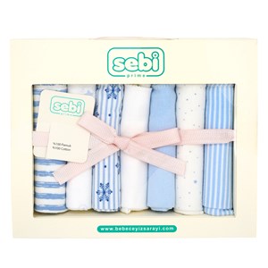 Sebi Bebe Müslin Bebek Ağız Mendili 7'li 2009 Mavi-Beyaz