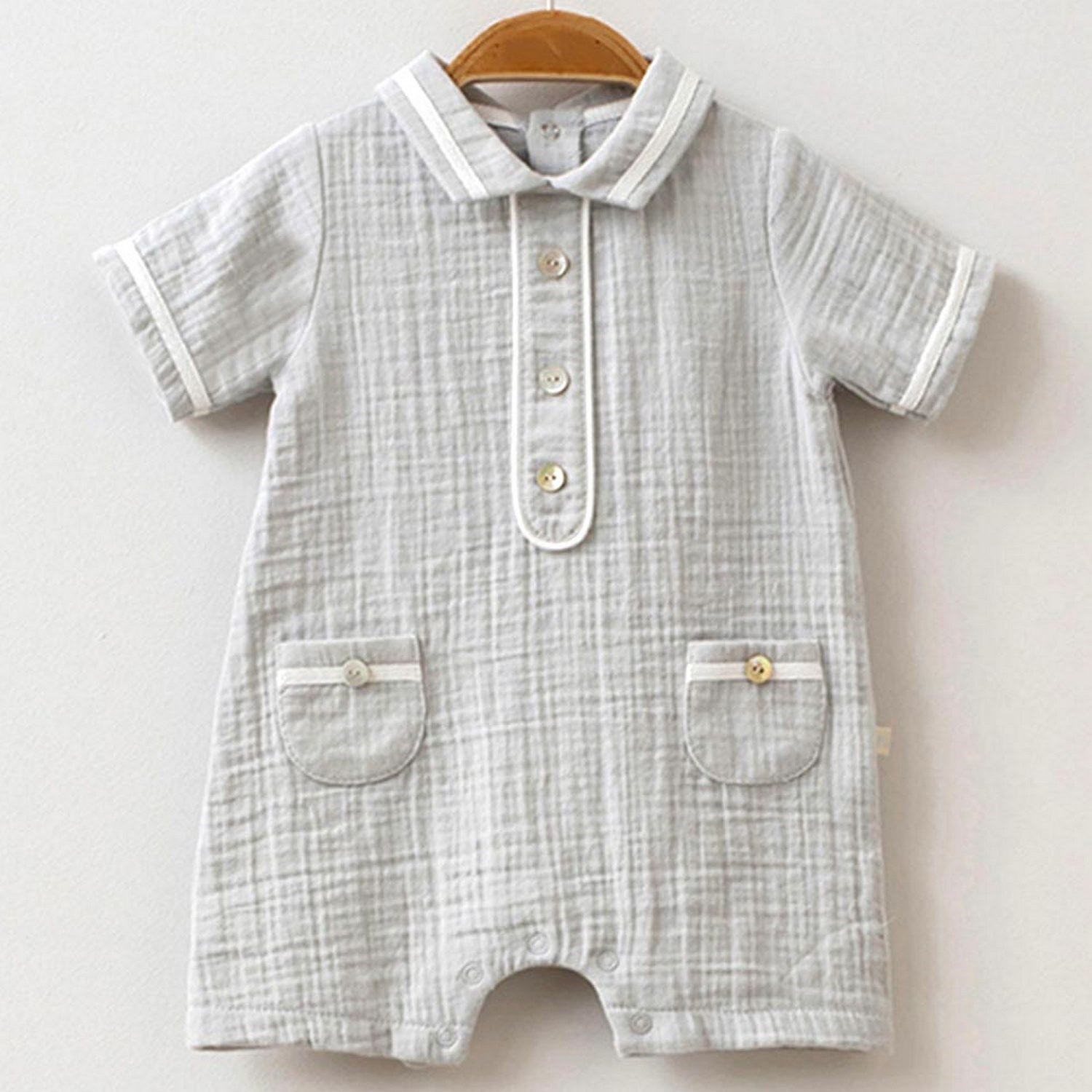 Miomini Baby Müslin Kısa Kollu Barbatöz 3531 Gri