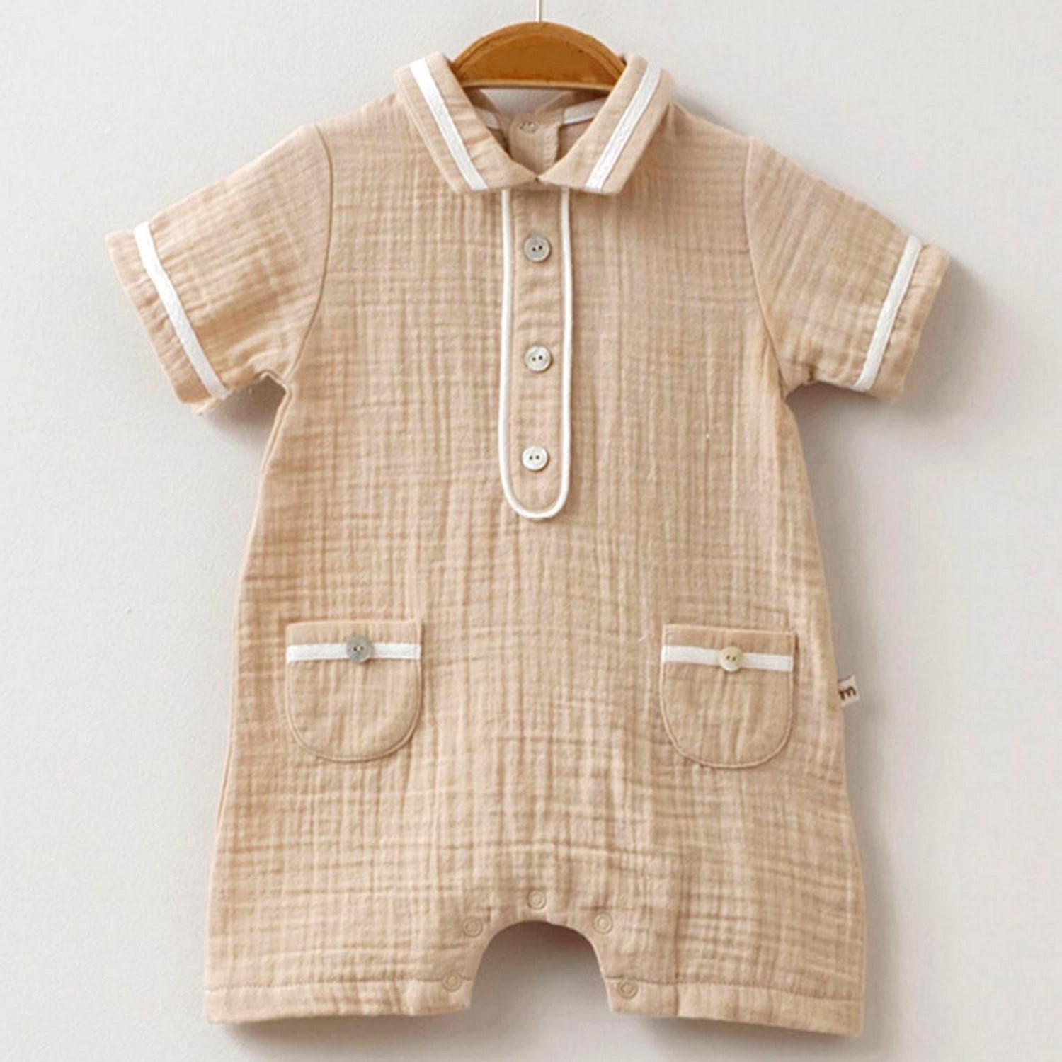 Miomini Baby Müslin Kısa Kollu Barbatöz 3531 Sütlü Kahverengi