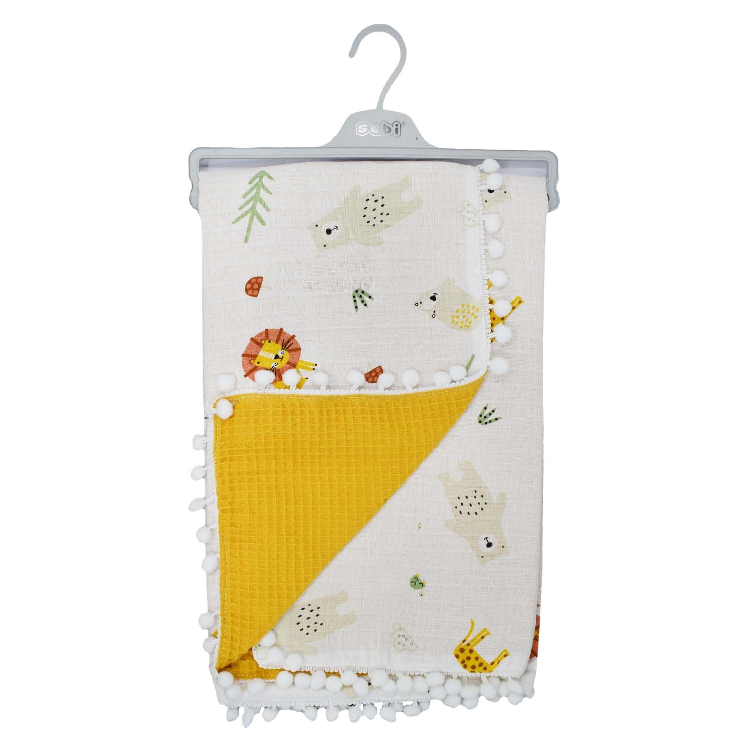 Sebi Bebe Ponponlu Müslin Çift Kat Battaniye 70x90cm 9212 Turuncu