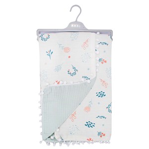 Sebi Bebe Ponponlu Müslin Çift Kat Battaniye 70x90cm 9212 Yeşil