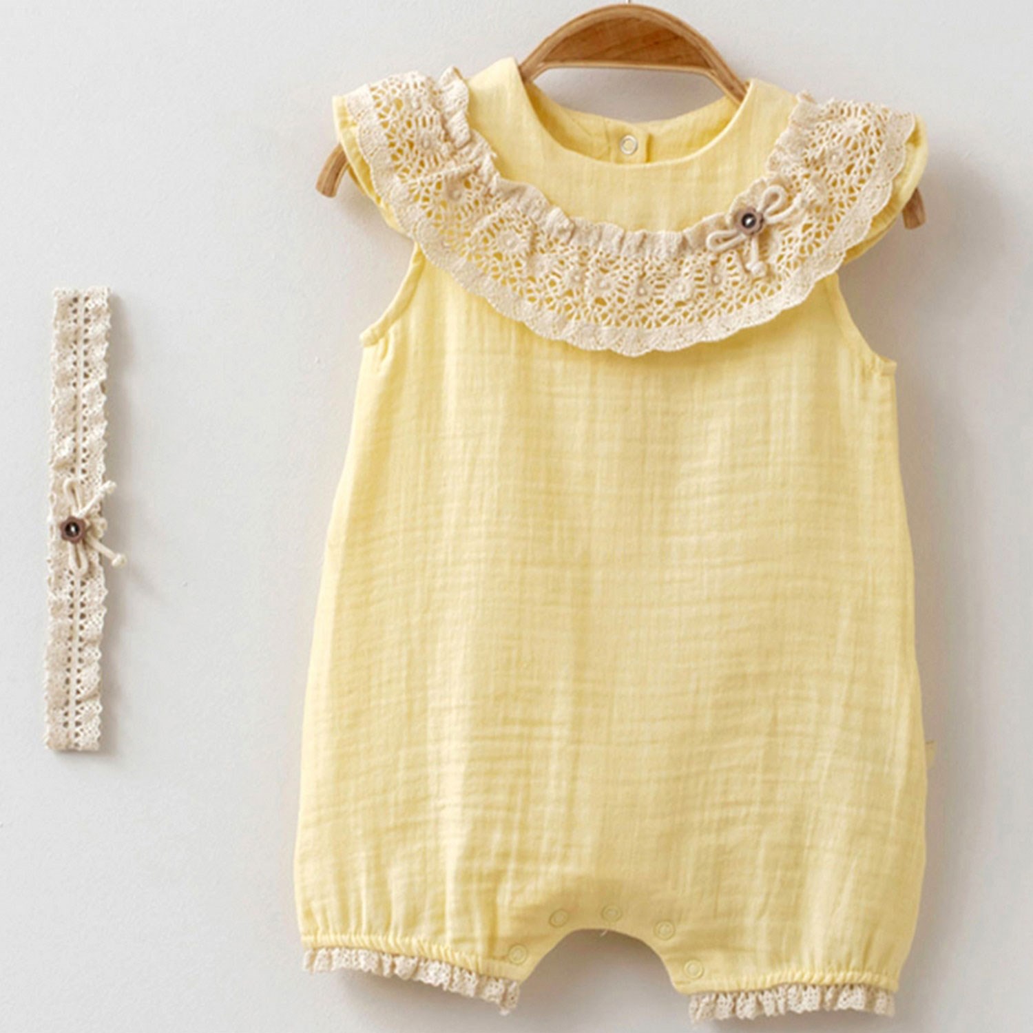 Miomini Baby Müslin Kopanakili Saç Bantlı Barbatöz 3649 Sarı