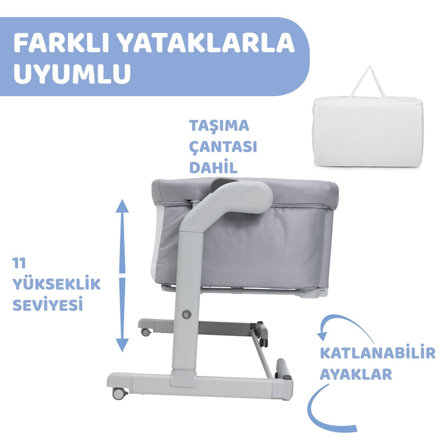 Chicco Next2Me Magic Evo Anne Yanı Beşik Grey Mist