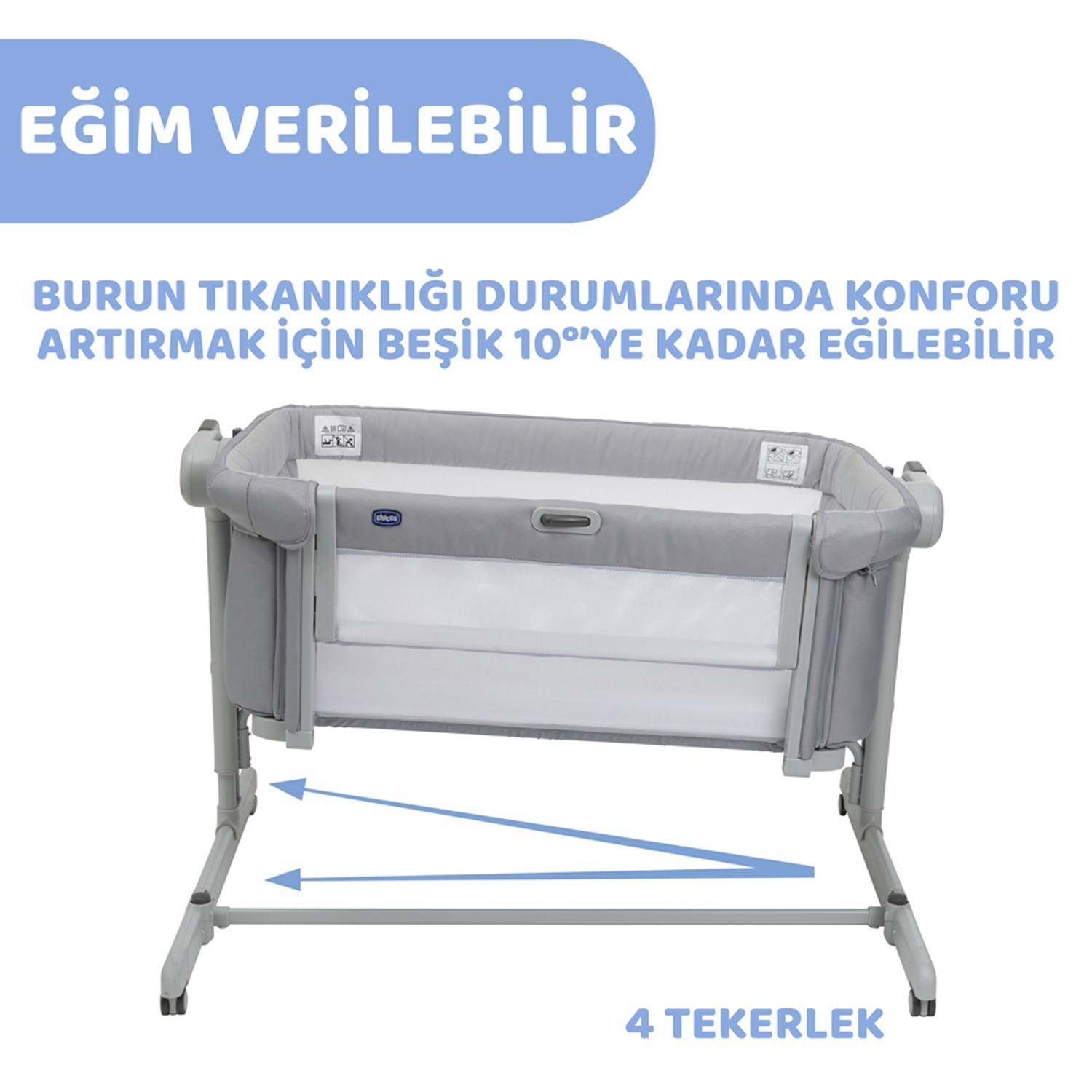 Chicco Next2Me Magic Evo Anne Yanı Beşik Grey Mist
