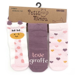 Petit Minou 3'lü 3D Love Graffe  Bebek Çorabı 2194 Çok Renkli