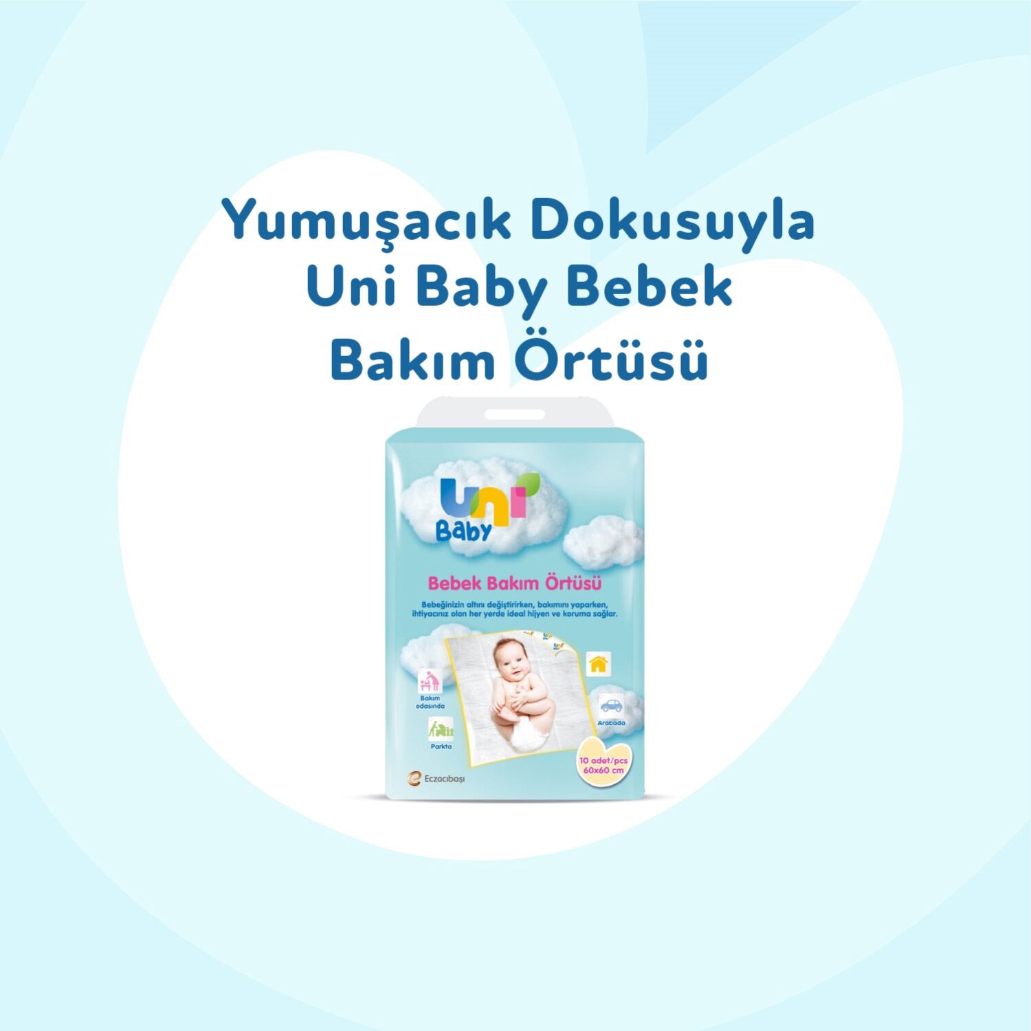 Uni Baby Bebek Bakım Örtüsü 10 Adet 60x60 cm 