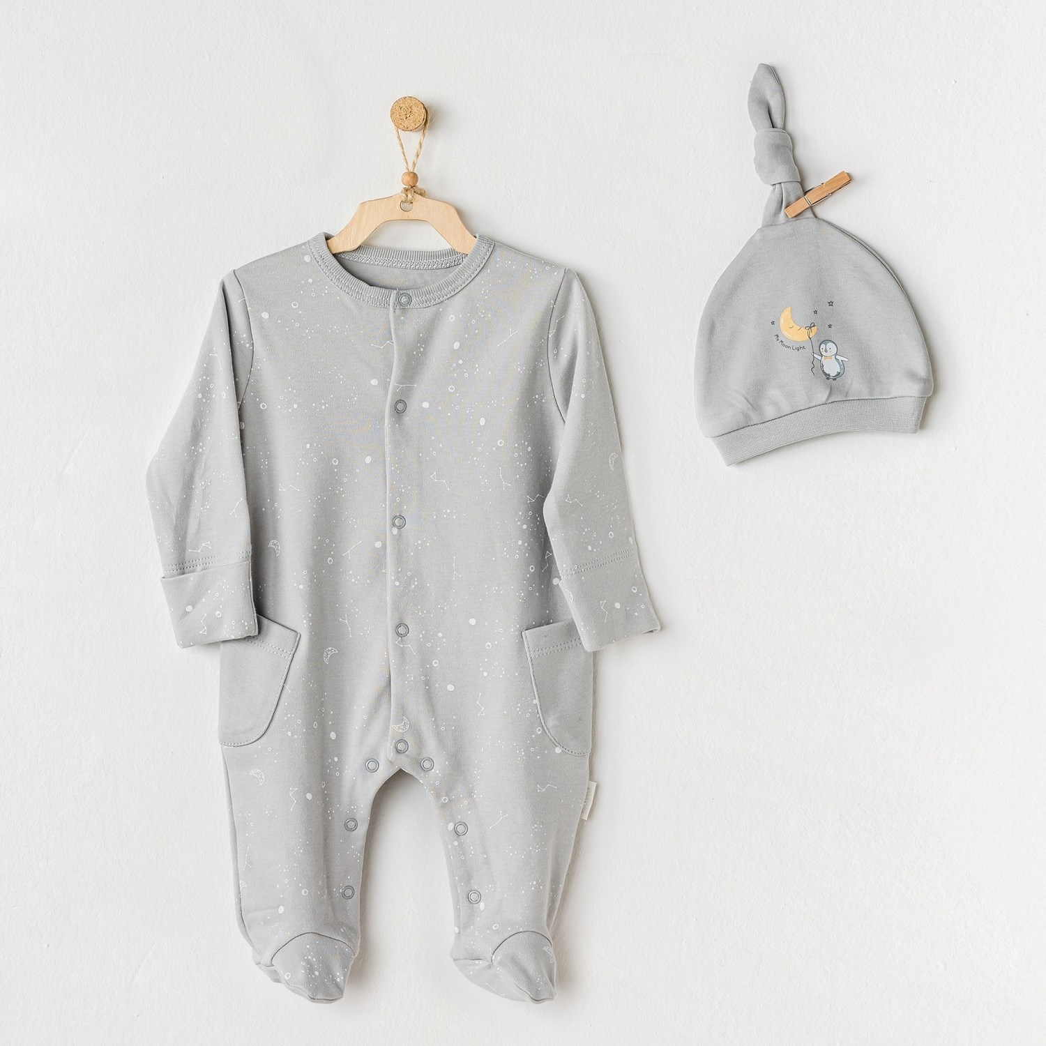 Andywawa Penguin Planet Romper Bebek Tulum Takımı AC24023 Gri