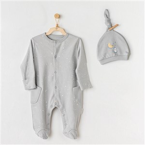 Andywawa Penguin Planet Romper Bebek Tulum Takımı AC24023 Gri