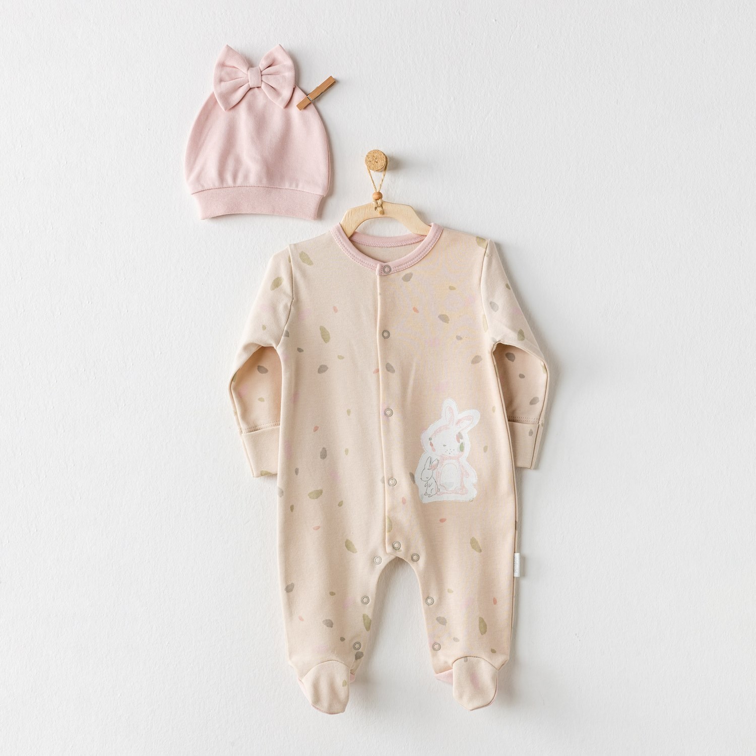 Andywawa Baby Casual Bebek Tulum Takımı AC24079 Bej
