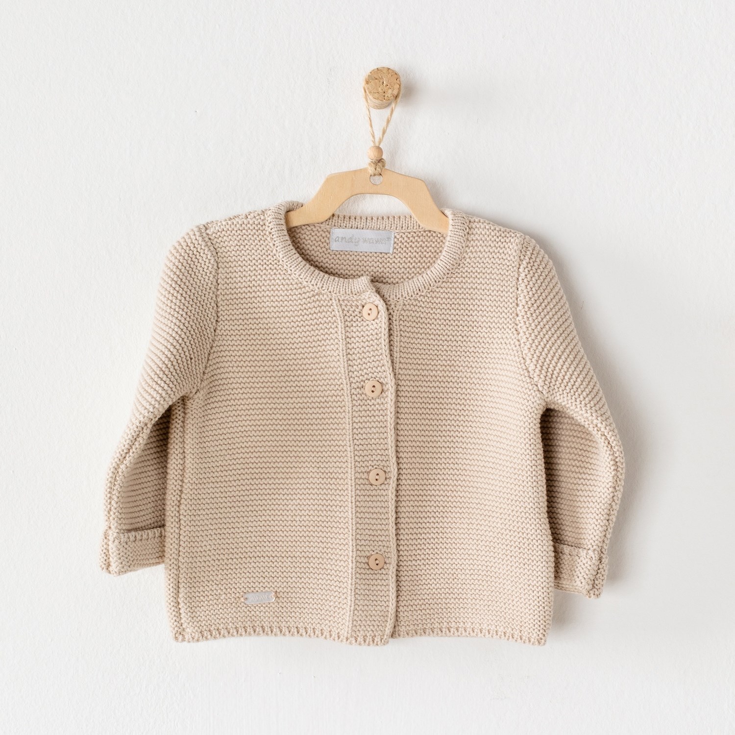 Andywawa Knitwear Basic Bebek Ceketi AC24333 Bej