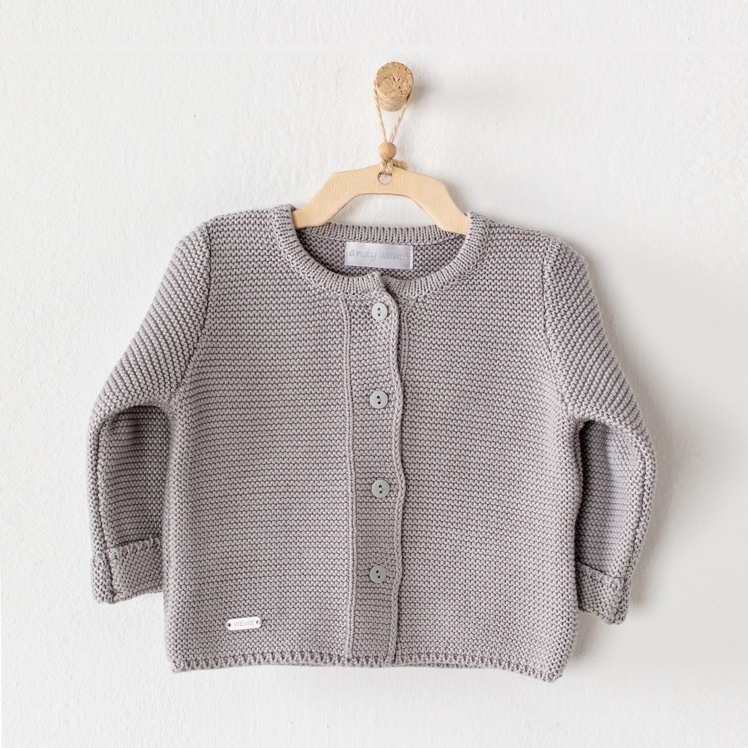 Andywawa Knitwear Basic Bebek Ceketi AC24333 Grimelanj