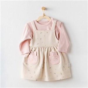 Andywawa Baby Casual Bebek Elbise Takımı AC24078 Bej-Pembe