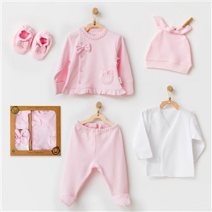 Andywawa Natura Wawa 5'li Bebek Hastane Çıkış Seti AC24310 Pembe