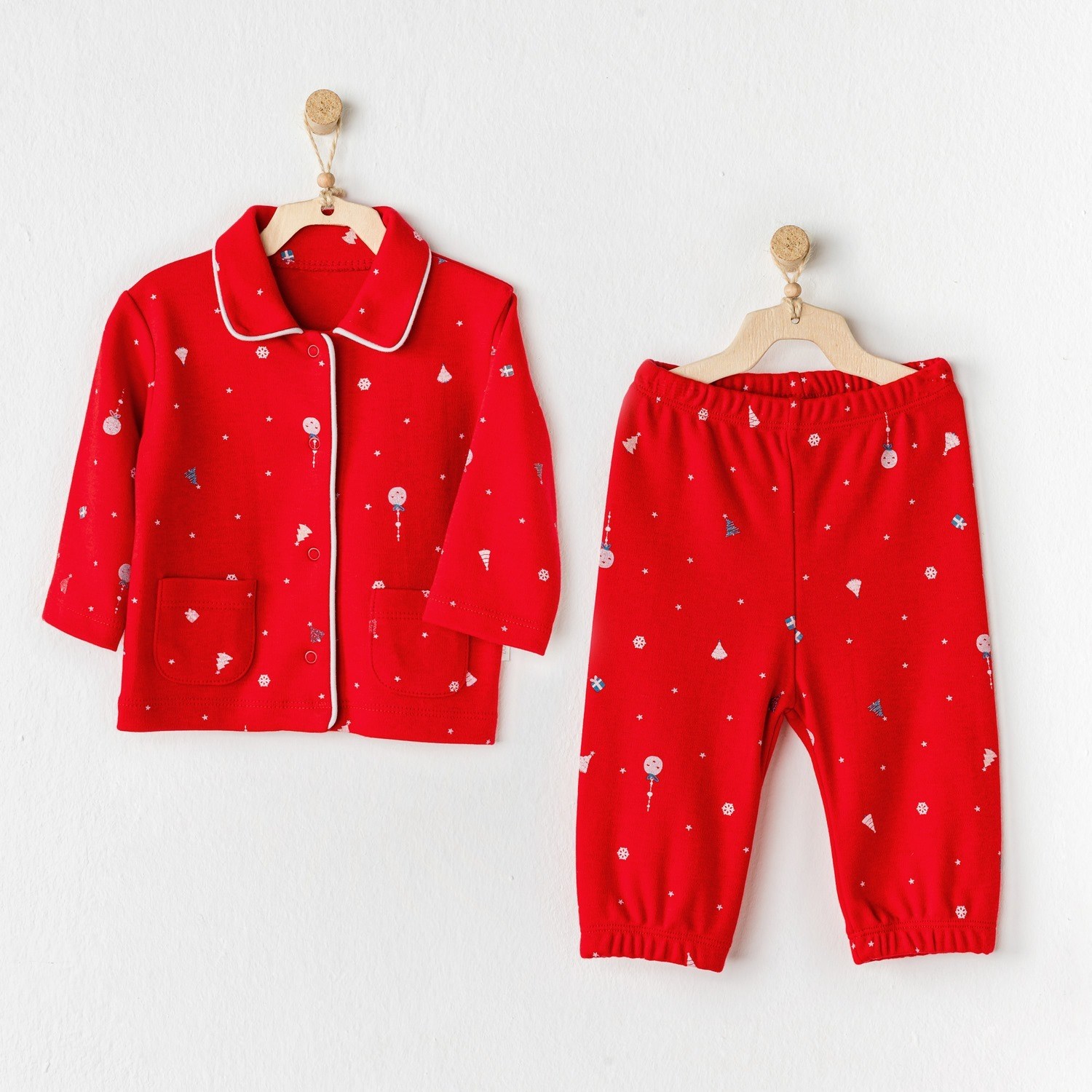 Andywawa New Year 2'li Bebek Pijama AC24432 Kırmızı