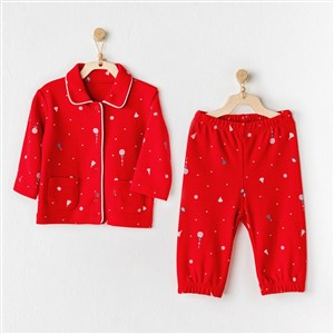 Andywawa New Year 2'li Bebek Pijama AC24432 Kırmızı