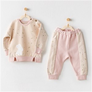 Andywawa Baby Casual 2'li Bebek Takımı AC24075 Bej-Pembe