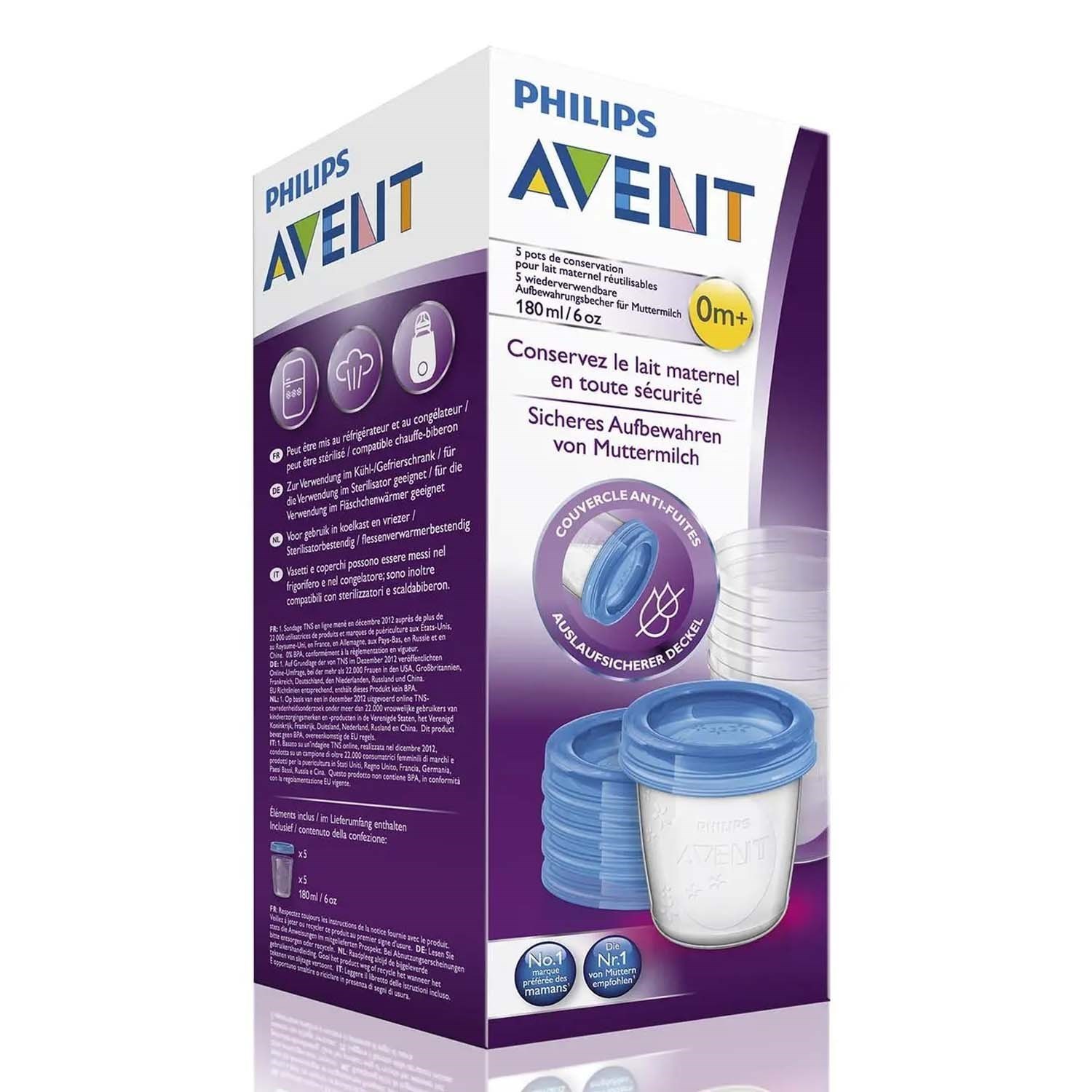 Philips Avent 5'li Anne Sütü Saklama Kapları 180 Ml SCF619 