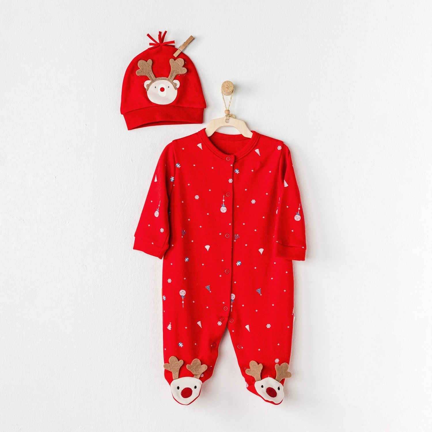 Andywawa New Year Bebek Tulumu Takımı AC24433 Kırmızı
