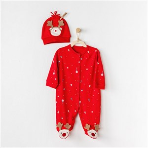 Andywawa New Year Bebek Tulumu Takımı AC24433 Kırmızı