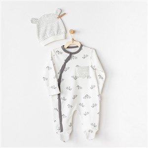 Andywawa Newborn Zebra Bebek Tulumu AC24183 Ekru