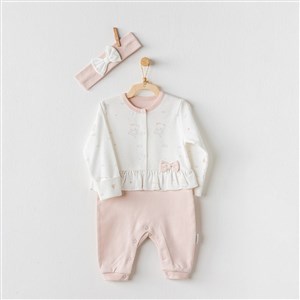 Andywawa Ballerina Bebek Tulum Takımı AC24127 Ekru-Pembe