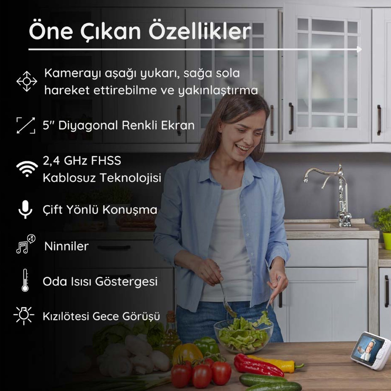Hubble HBL11 5 Dijital Ekranlı Bebek Kamerası 
