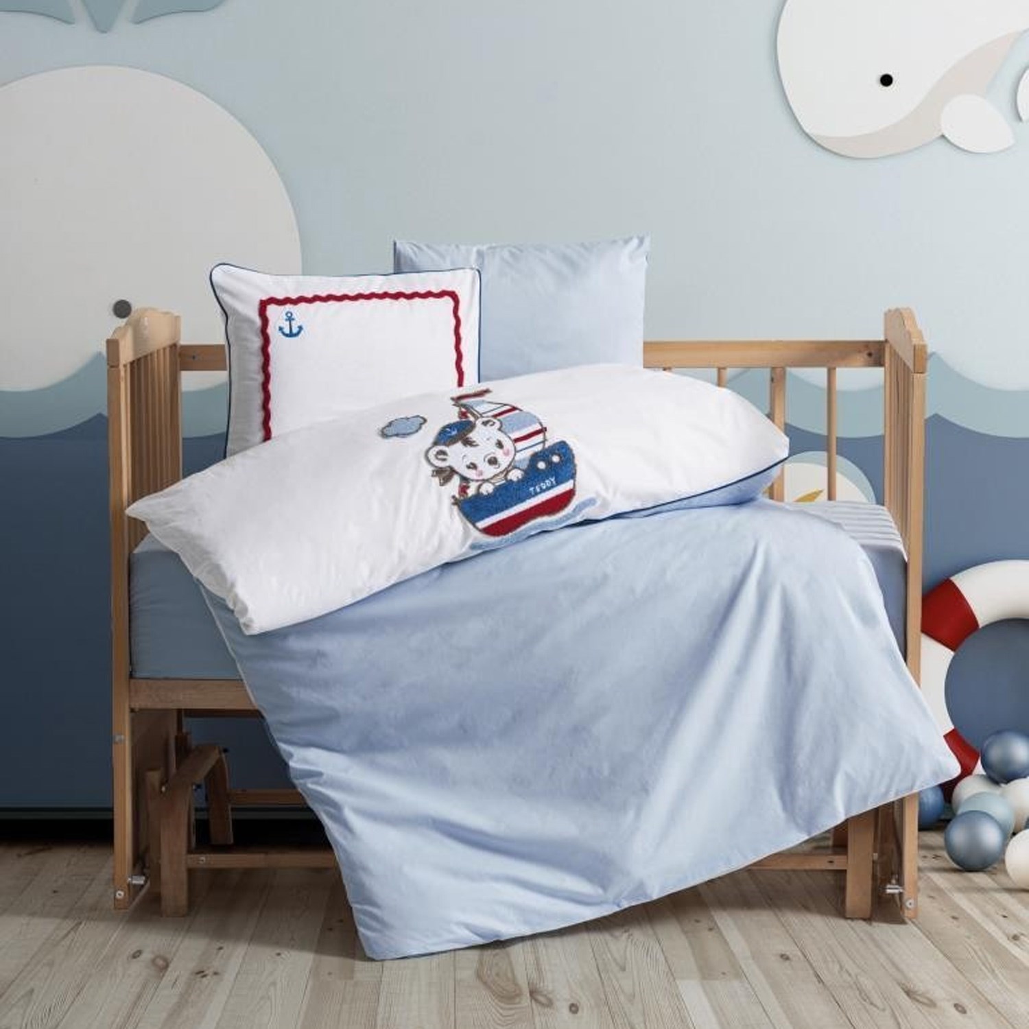 Cotton Box CB Punch Nakışlı Bebek Nevresim Takımı 2012 Mavi