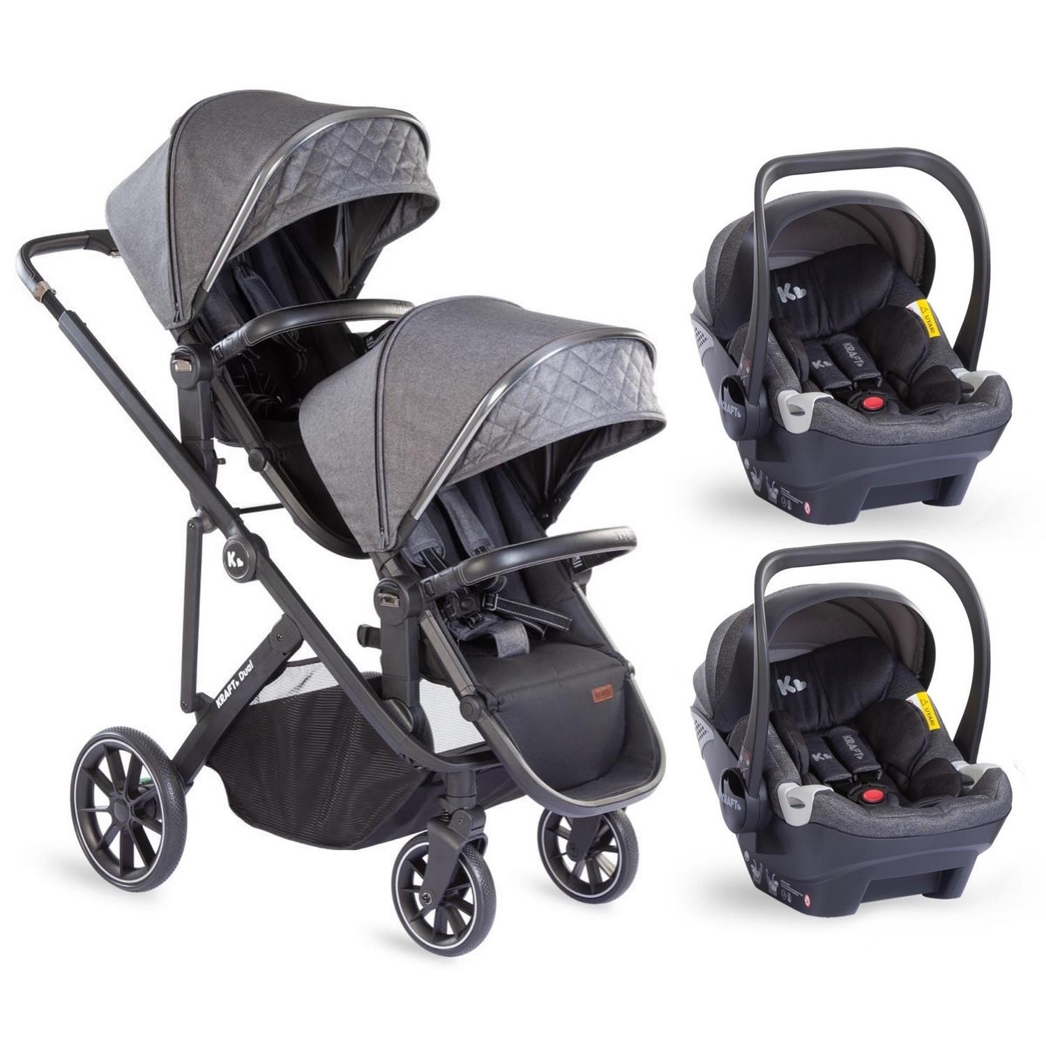 Kraft Dual İkiz Travel Sistem Bebek Arabası Dark Grey