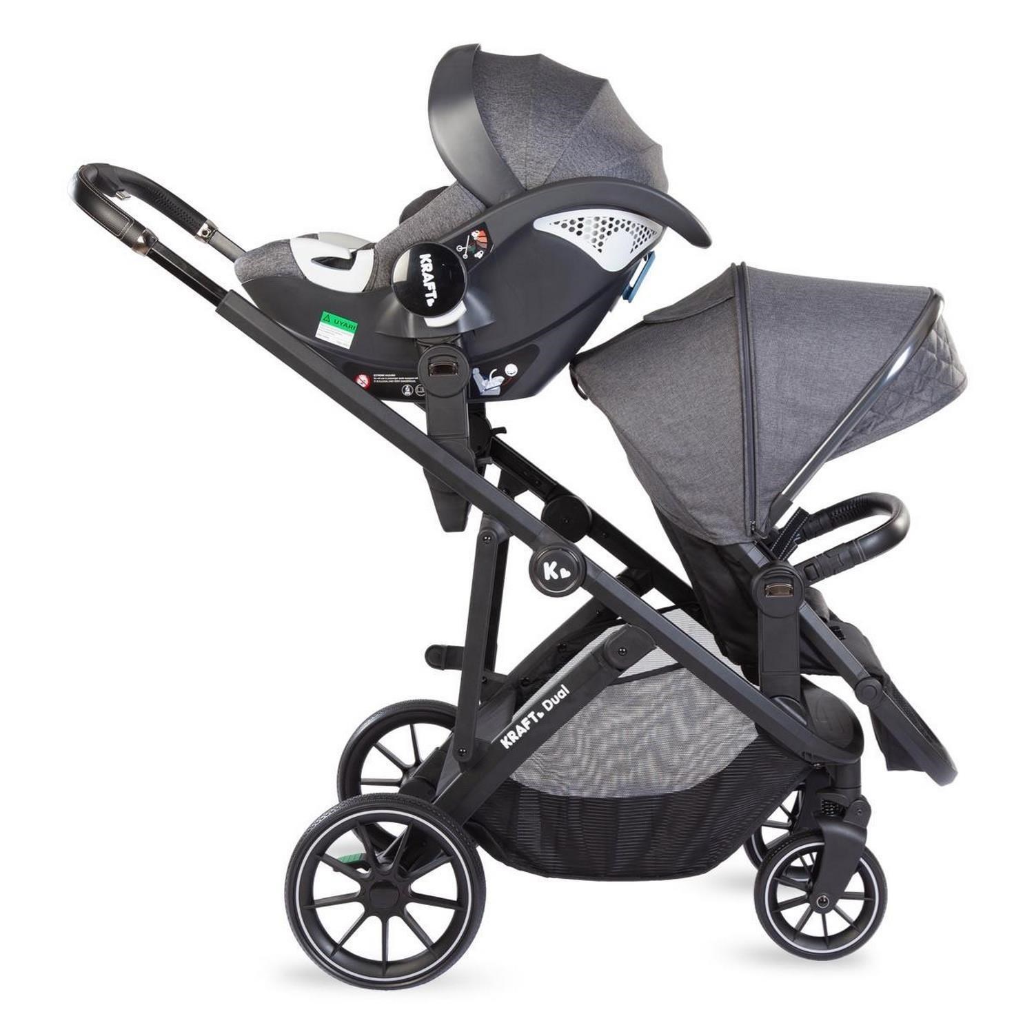 Kraft Dual İkiz Travel Sistem Bebek Arabası Dark Grey