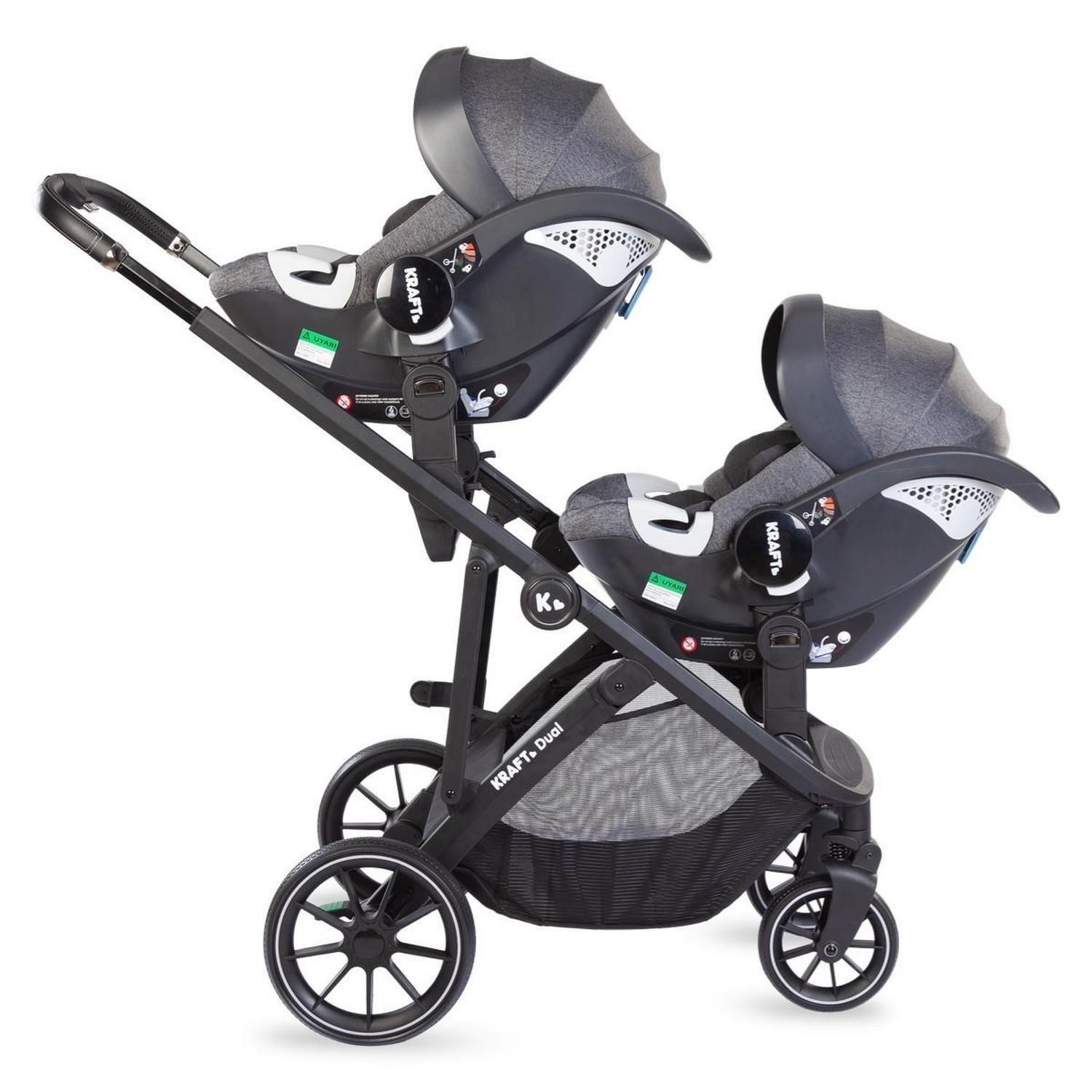 Kraft Dual İkiz Travel Sistem Bebek Arabası Dark Grey