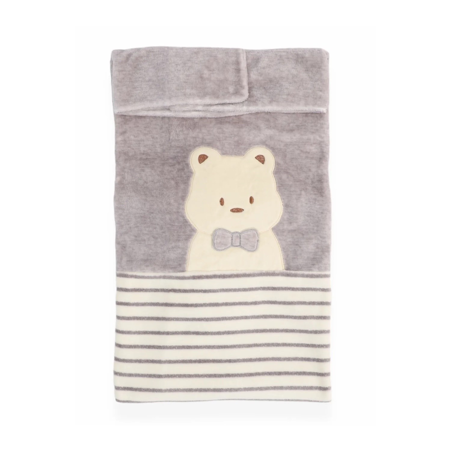 Bebitof Papyonlu Ayıcık Bebek Battaniyesi 90x90 Cm 95079 Gri