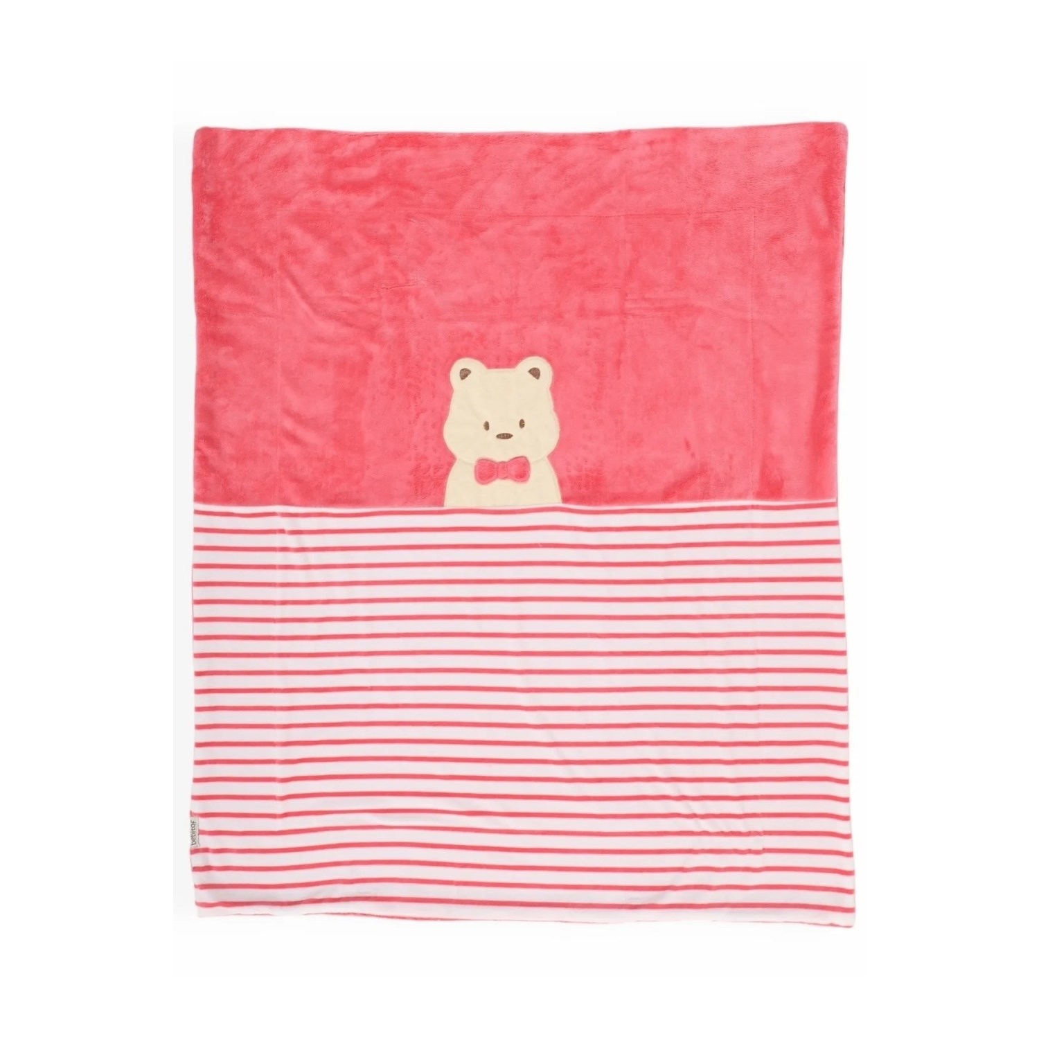 Bebitof Papyonlu Ayıcık Bebek Battaniyesi 90x90 Cm 95079 Pembe