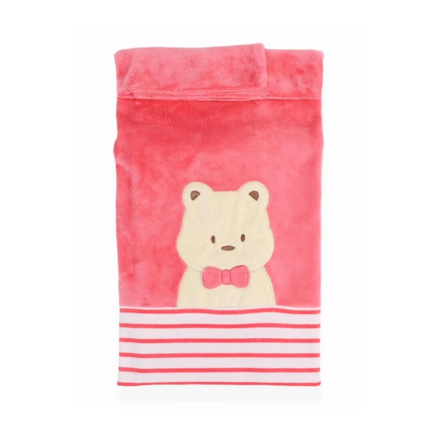 Bebitof Papyonlu Ayıcık Bebek Battaniyesi 90x90 Cm 95079 Pembe