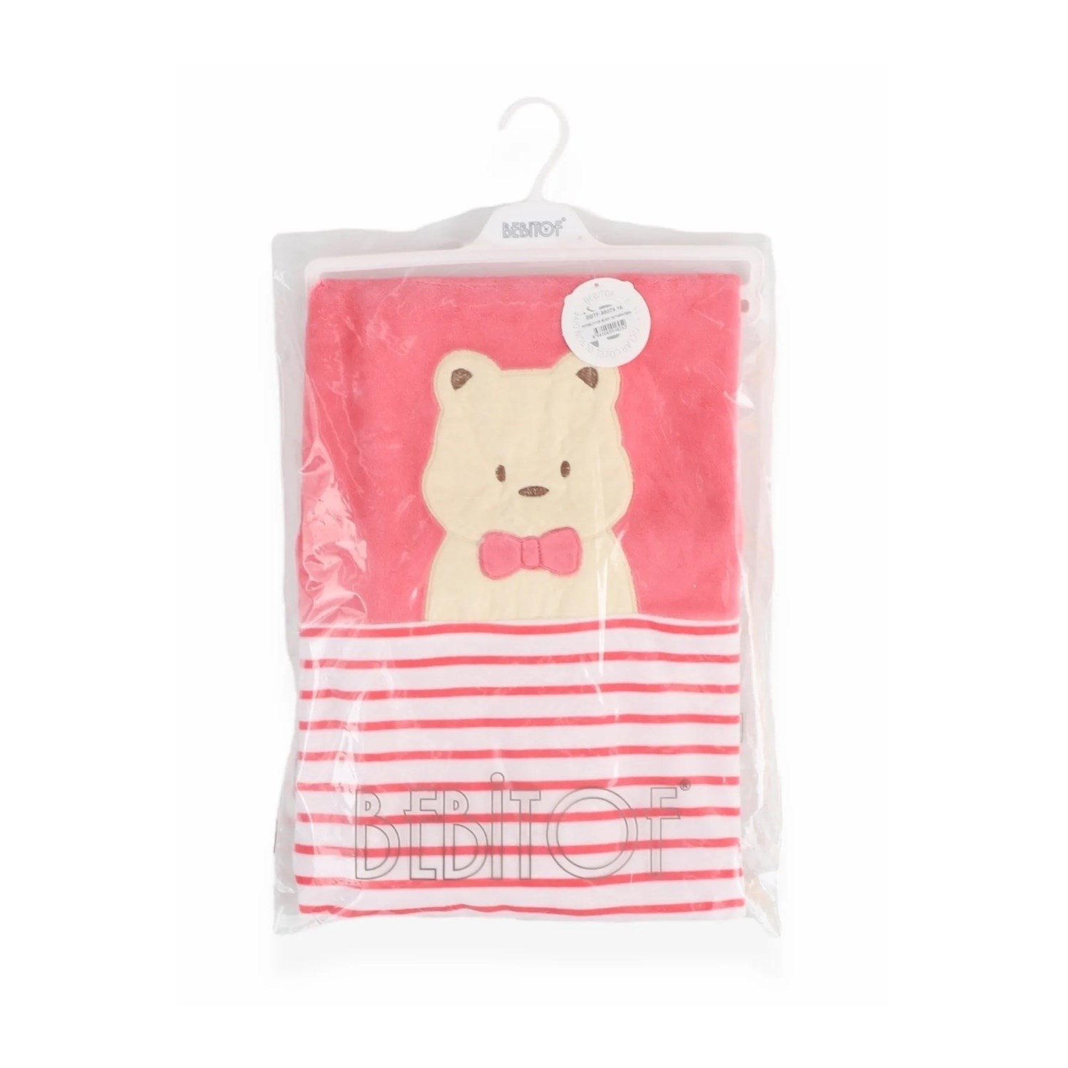Bebitof Papyonlu Ayıcık Bebek Battaniyesi 90x90 Cm 95079 Pembe