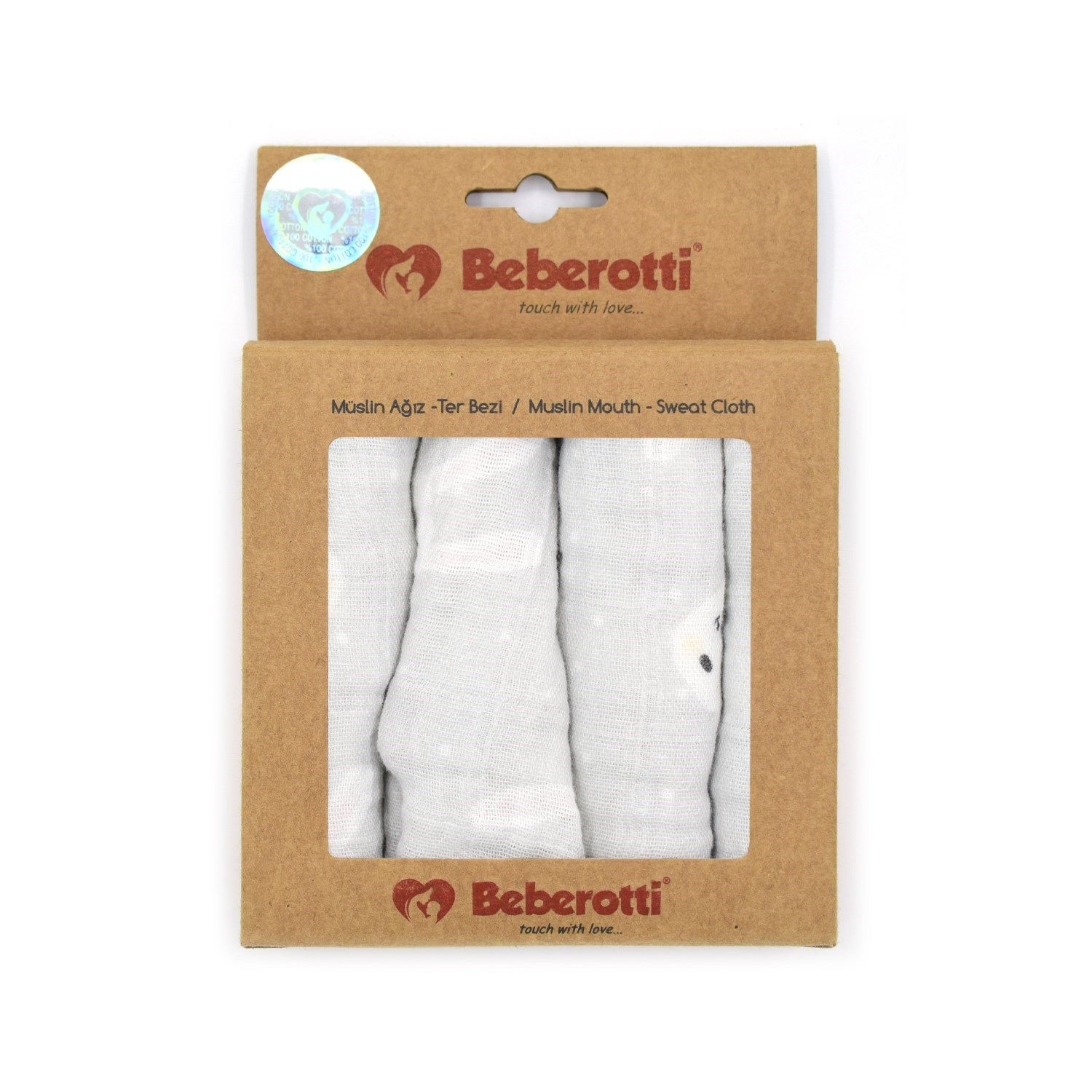 Beberotti 4'lü Müslin Bebek Ağız Bezi 25x25 Cm Açık Gri