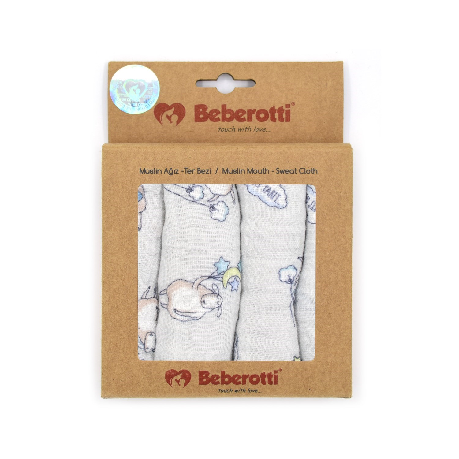 Beberotti 4'lü Müslin Bebek Ağız Bezi 25x25 Cm Gri