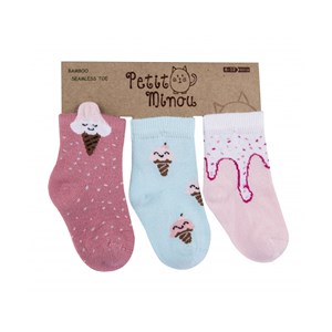 Petit Minou 3'lü 3D Ice Cream Bebek Çorabı 2196 Çok Renkli