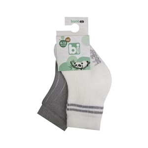 Bibaby 2'li Derby Desenli Bebek Çorabı 68386 Ekru-Gri