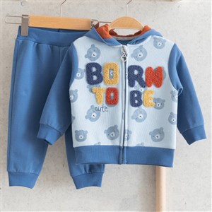Miomini Baby Born Teması 2'li Bebek Hırka Takım 5277 Mavi