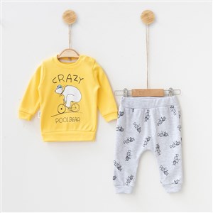 Babycoy Crazy Baskılı Penye 2'li Bebek Takımı 914R Sarı