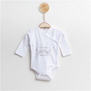 Gümüş Baby Ayıcık Uzun Kollu Kız Bebek Body A60R Beyaz