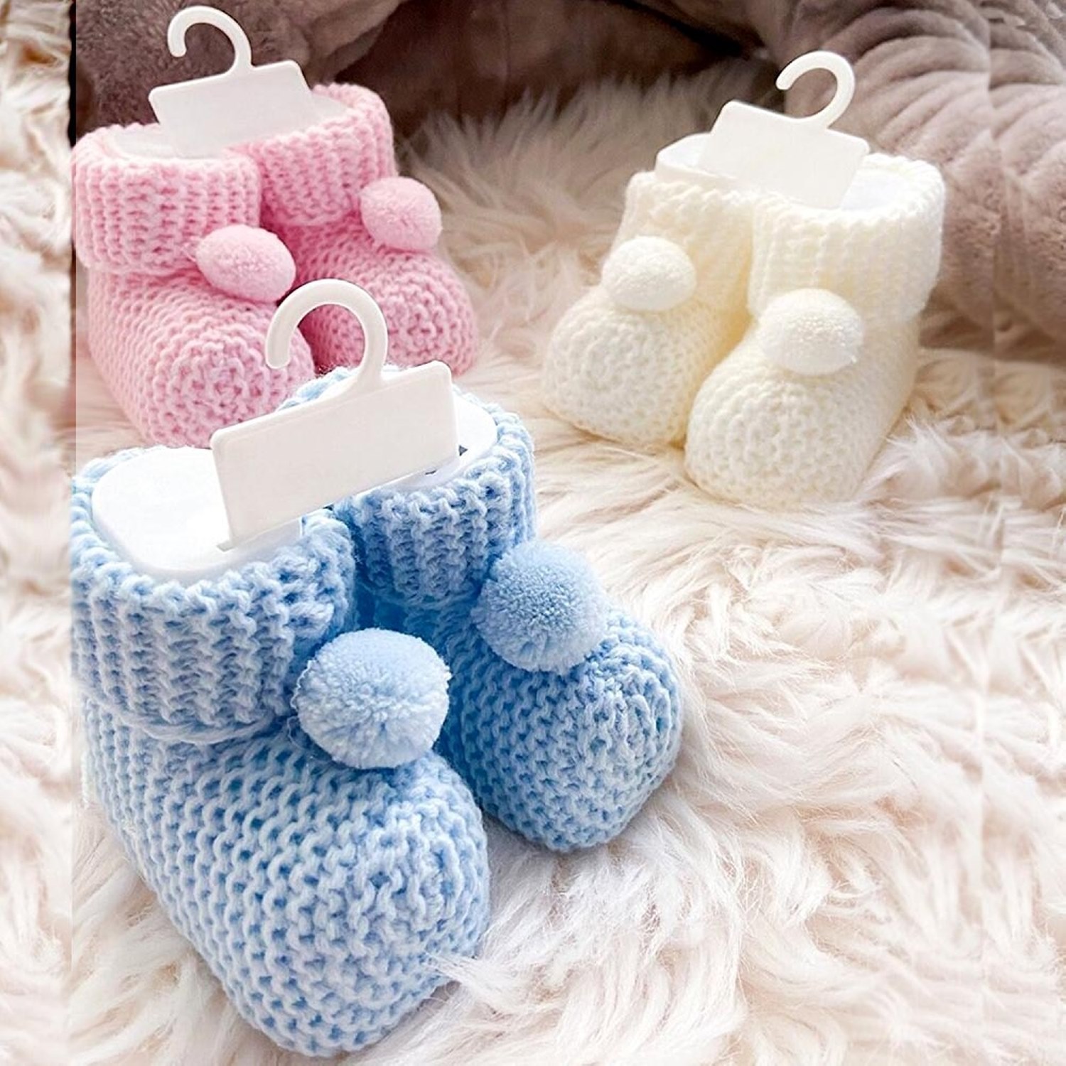 Babywell Bebe Ponponlu Triko Bebek Patik 3000 Mavi