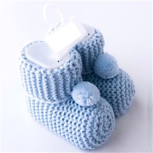 Babywell Bebe Ponponlu Triko Bebek Patik 3000 Mavi